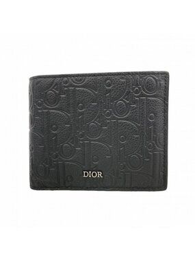 Dior Wallet Leather Black Silver